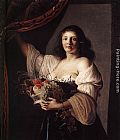 Woman with a Basket of Fruit by Christiaen van Couwenbergh